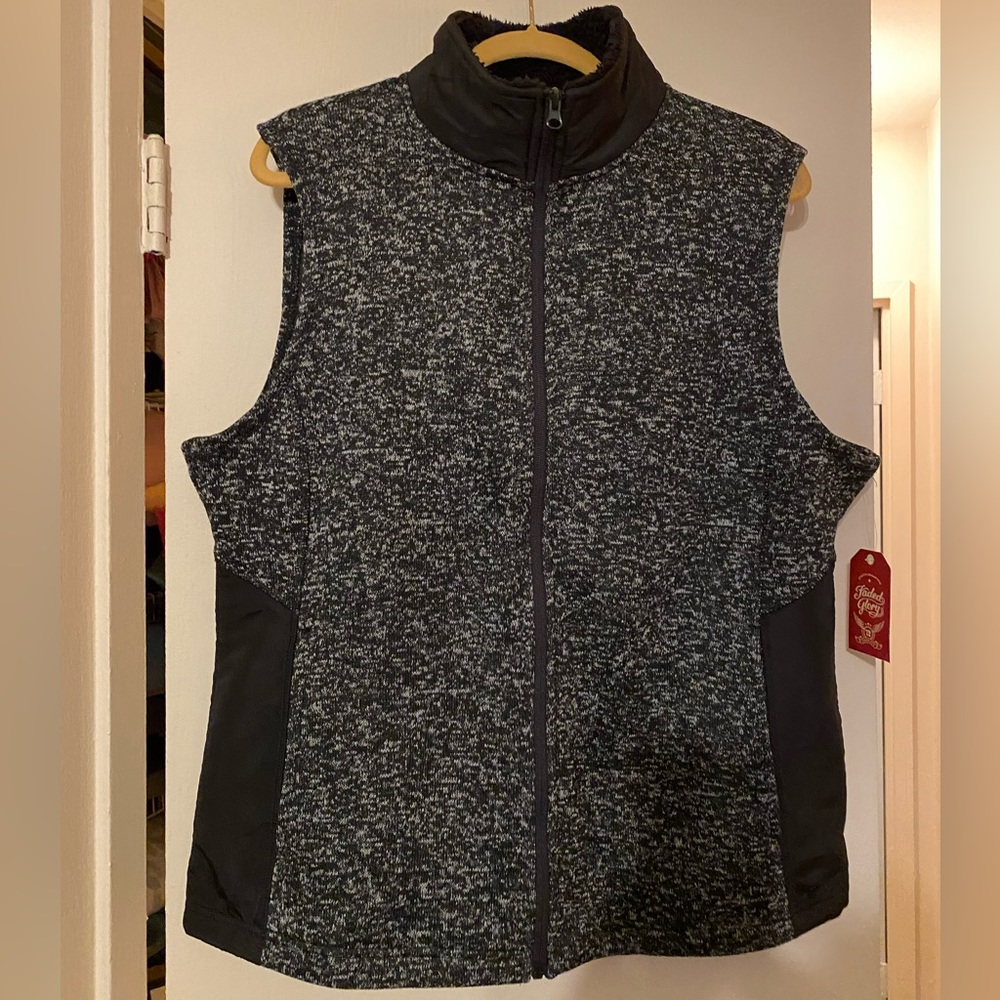 (NWT) FADED GLORY sleeveless tweed full front zip vest. Sz XXL.